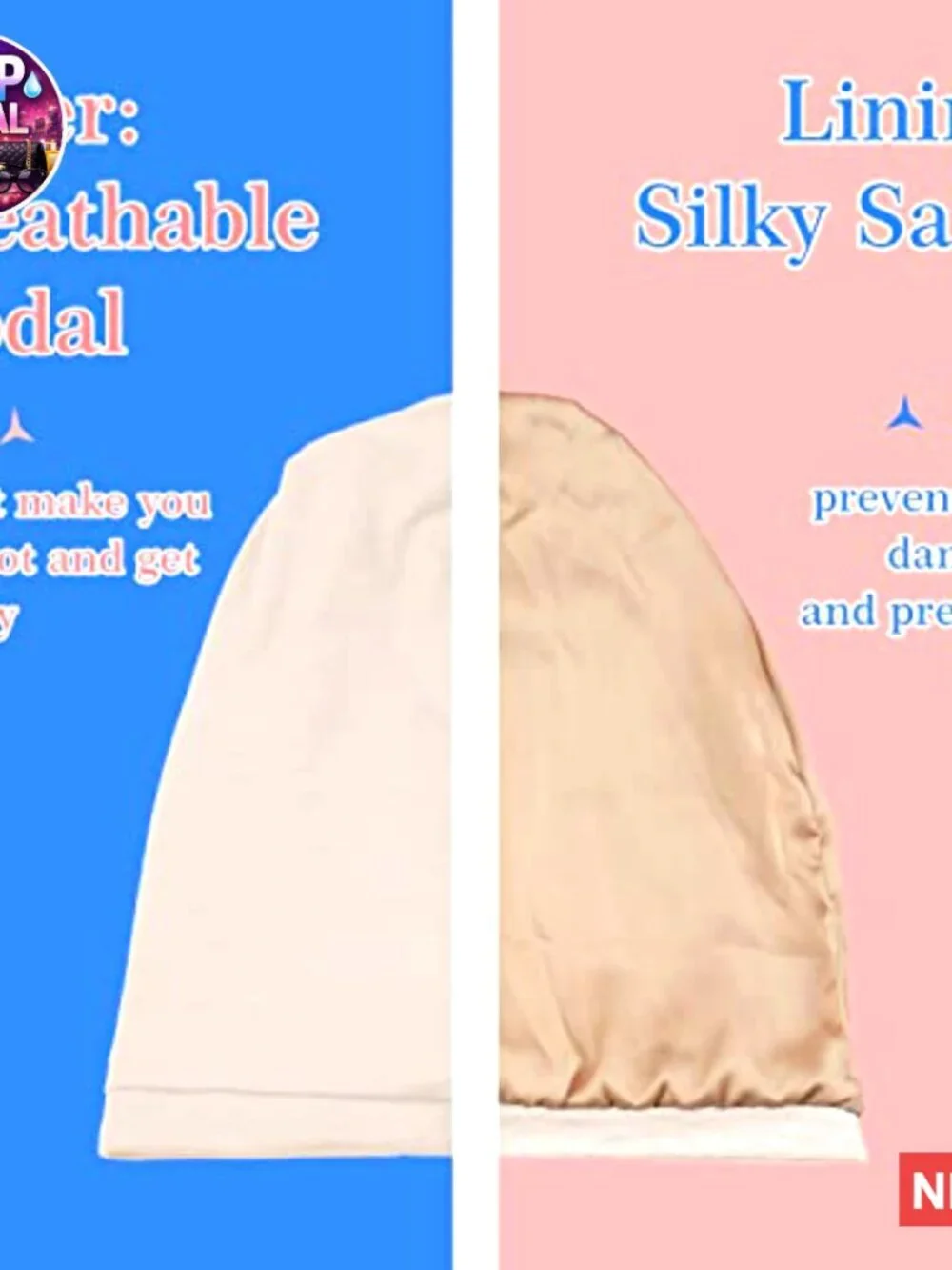 Adjustable Silk Hair Bonnet for Sleeping, Satin Lined Sleep Cap